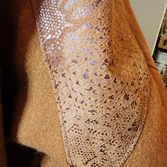 Vintage Havoc Camel Brown Wool Leather coat size 9/10 - Picture 12 of 17